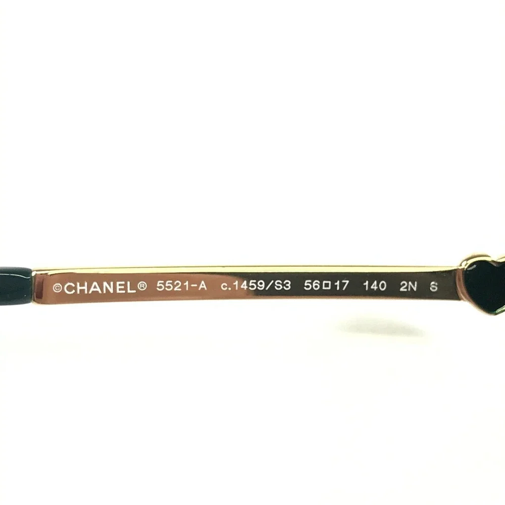 CHANEL Sunglasses 5521-A c.1459/S3 Oversized Polished Green Gold Hearts Hexagon